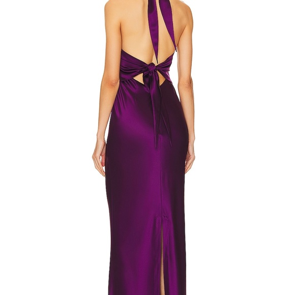 Retrofete Ester Stunning Purple Ruched Halter Maxi dress size medium - Picture 3 of 8